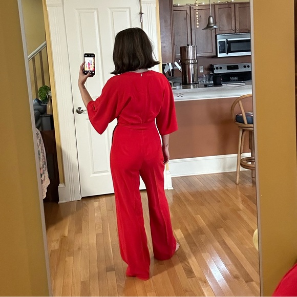 Red Pantsuit Jumpsuit Women’s Business Casual - Picture 3 of 4